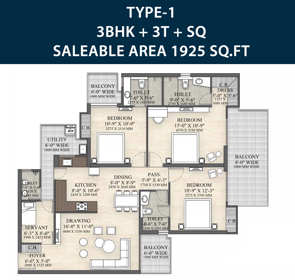 Irish Platinum 3bhk Floor Plan
